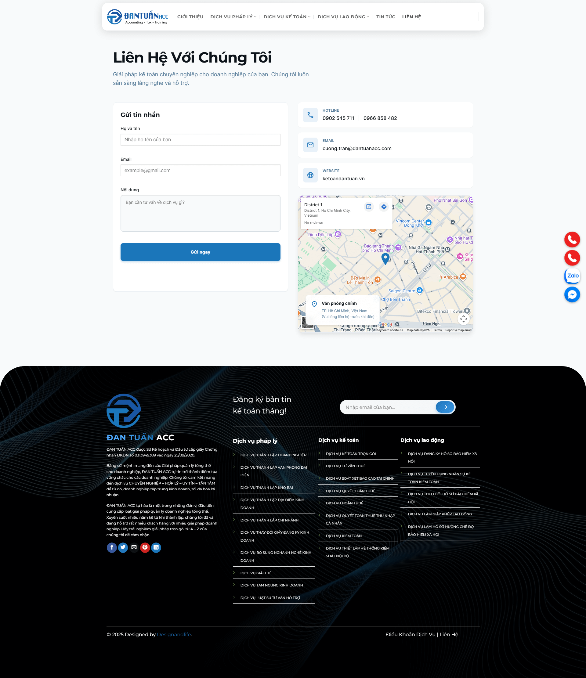 Form liên hệ và tra cứu trụ sở Đan Tuấn