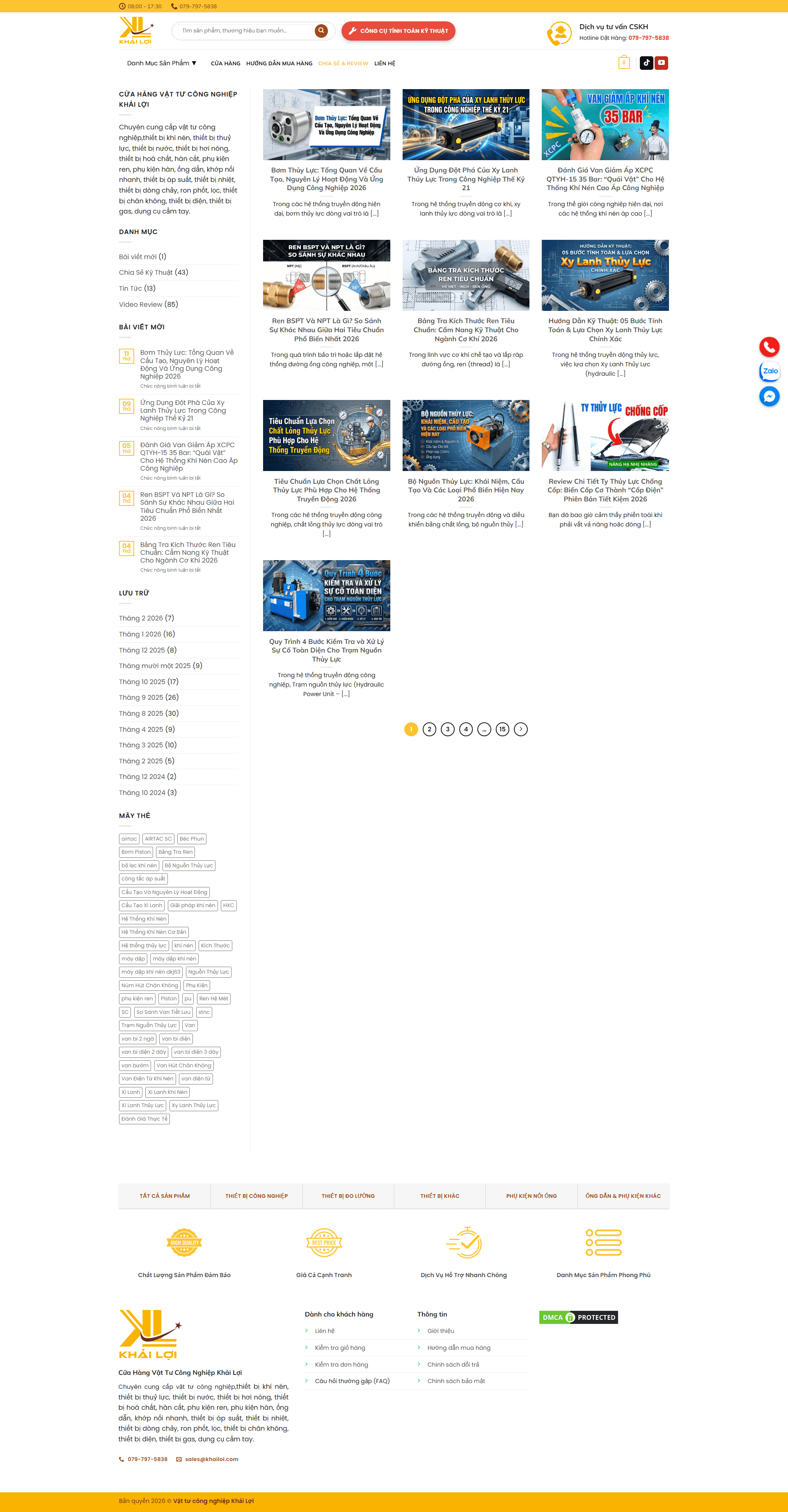 Giao diện trang Tin tức và Bài viết kiến thức Khải Lợi