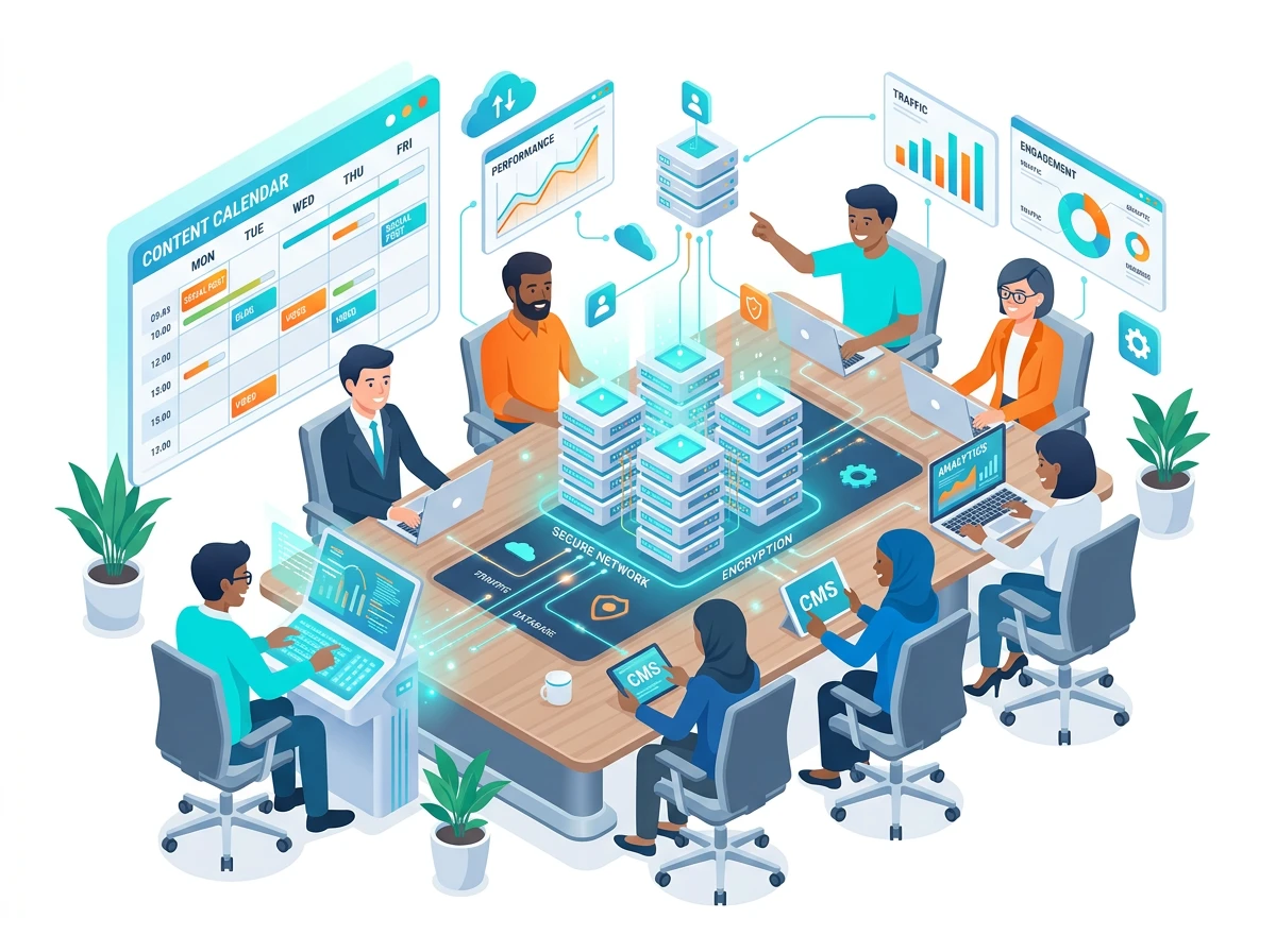 Đội ngũ chuyên gia lập trình và quản trị viên website vận hành hệ thống máy chủ nội dung