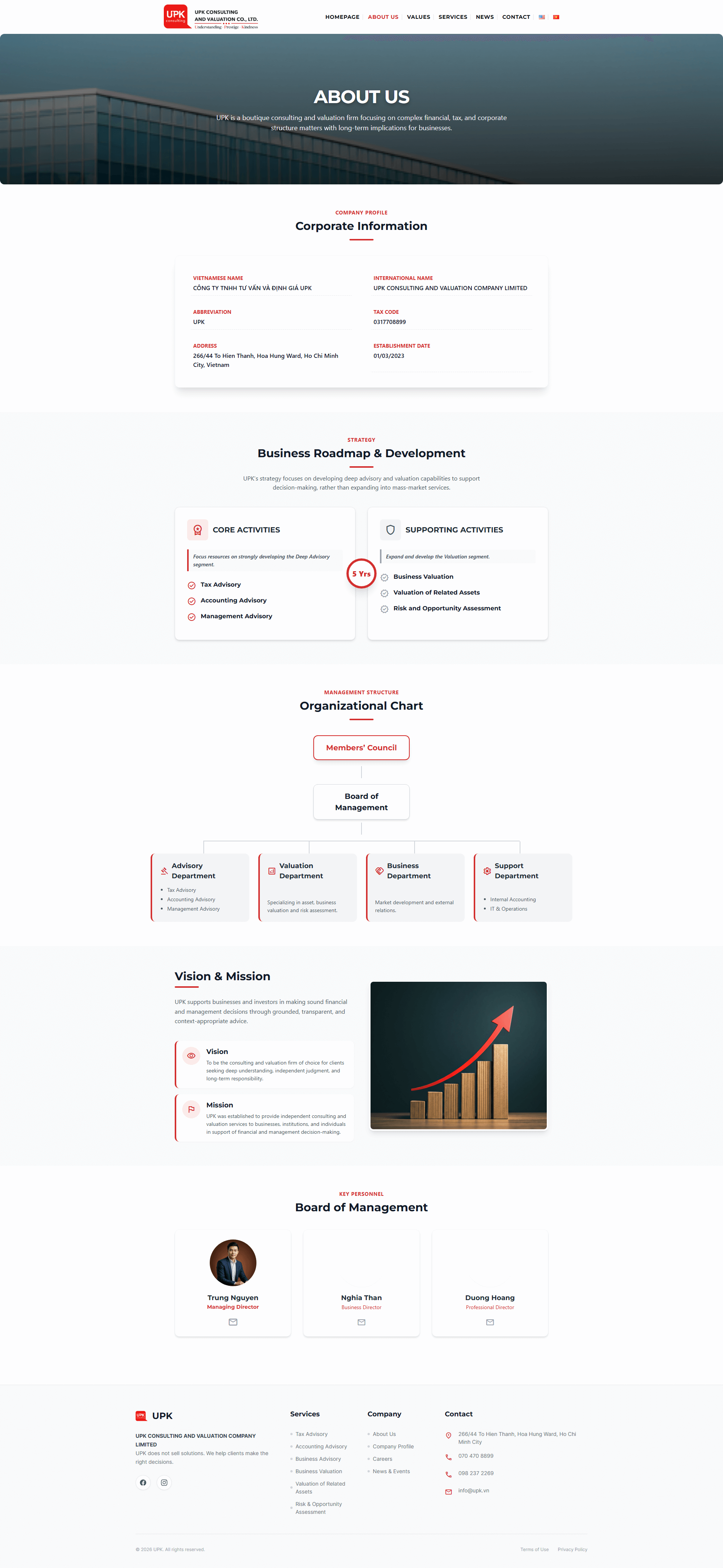 Giao diện trang Giới Thiệu UPK