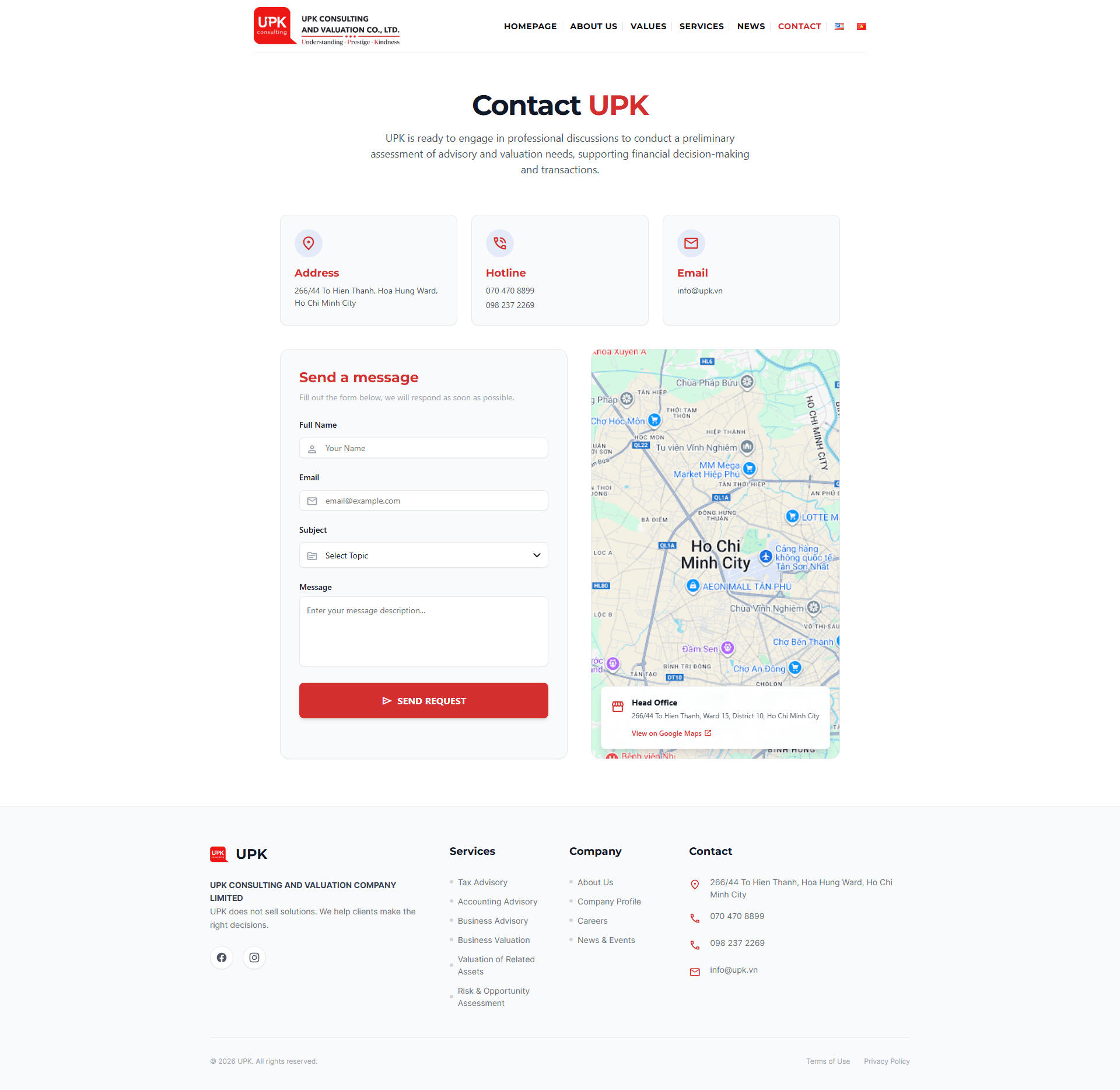 Giao diện tương tác hộp thoại Liên hệ