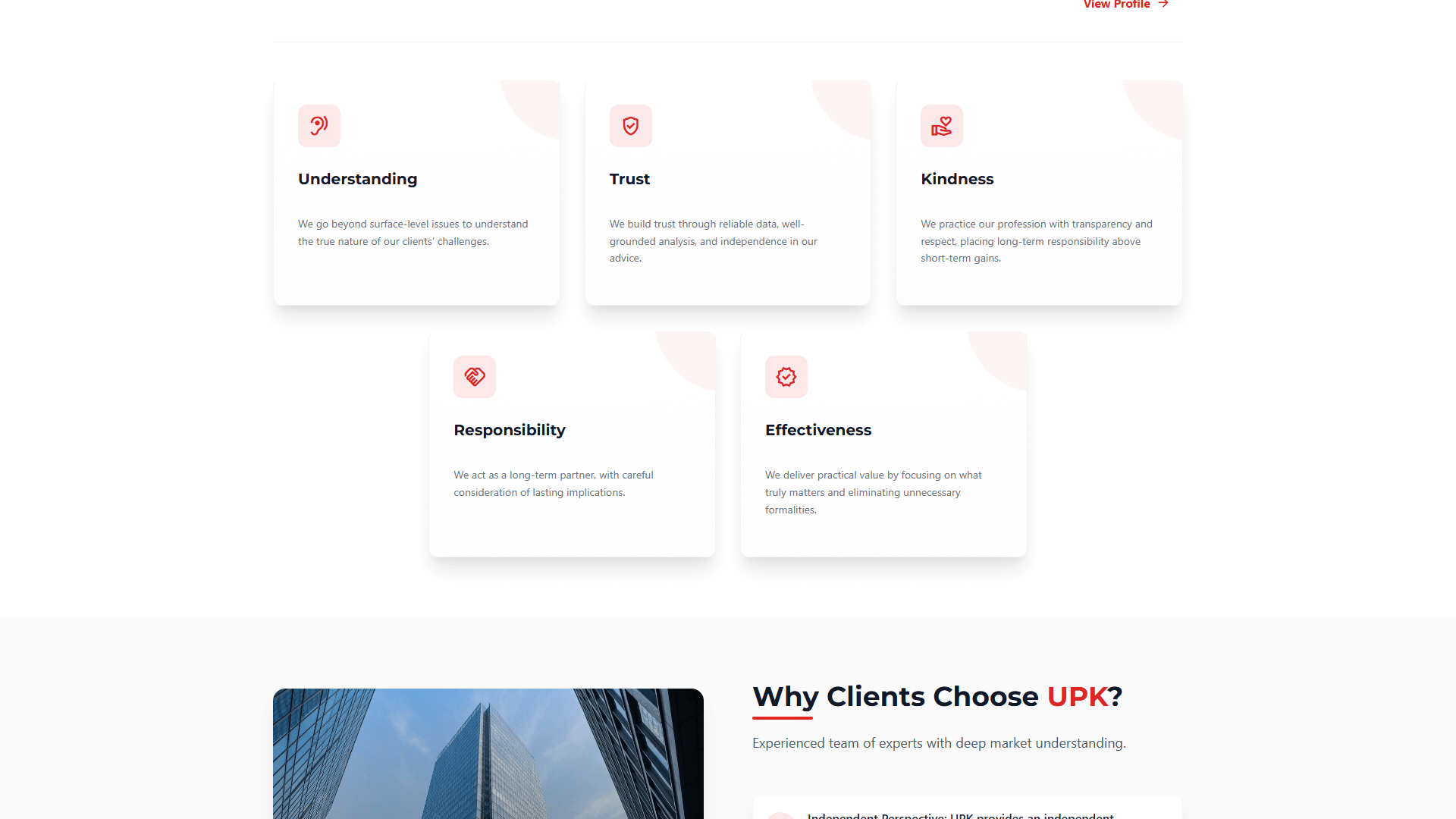 Giao diện danh mục dịch vụ tài chính UPK