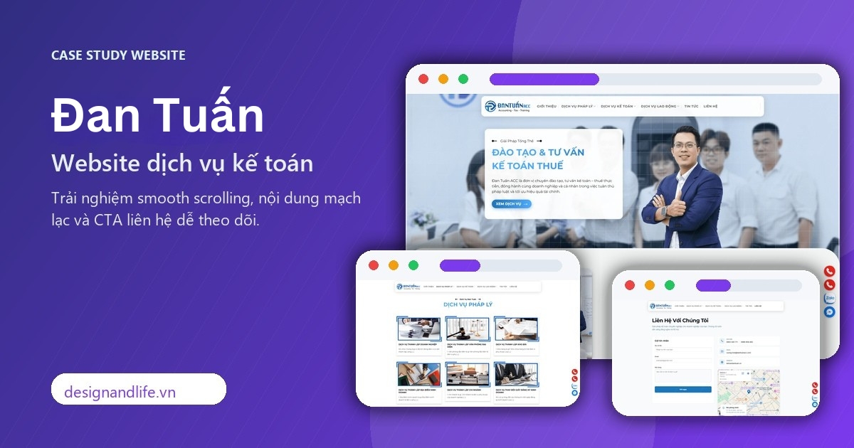 Case study website kế toán Dân Tuấn với trải nghiệm smooth scrolling