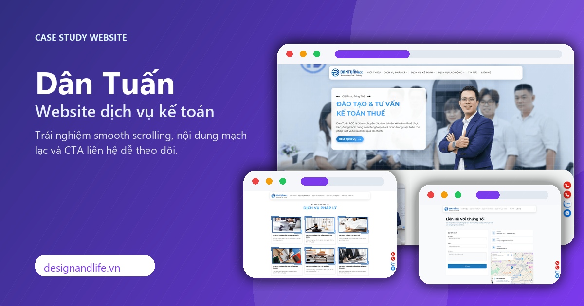 Ảnh đại diện case study thiết kế website kế toán Dân Tuấn bởi Designandlife