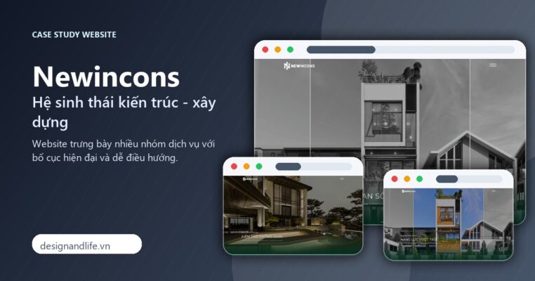 Ảnh đại diện case study thiết kế website kiến trúc xây dựng Newincons bởi Designandlife
