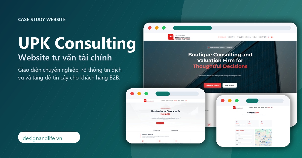 Ảnh đại diện case study thiết kế website tư vấn tài chính UPK bởi Designandlife