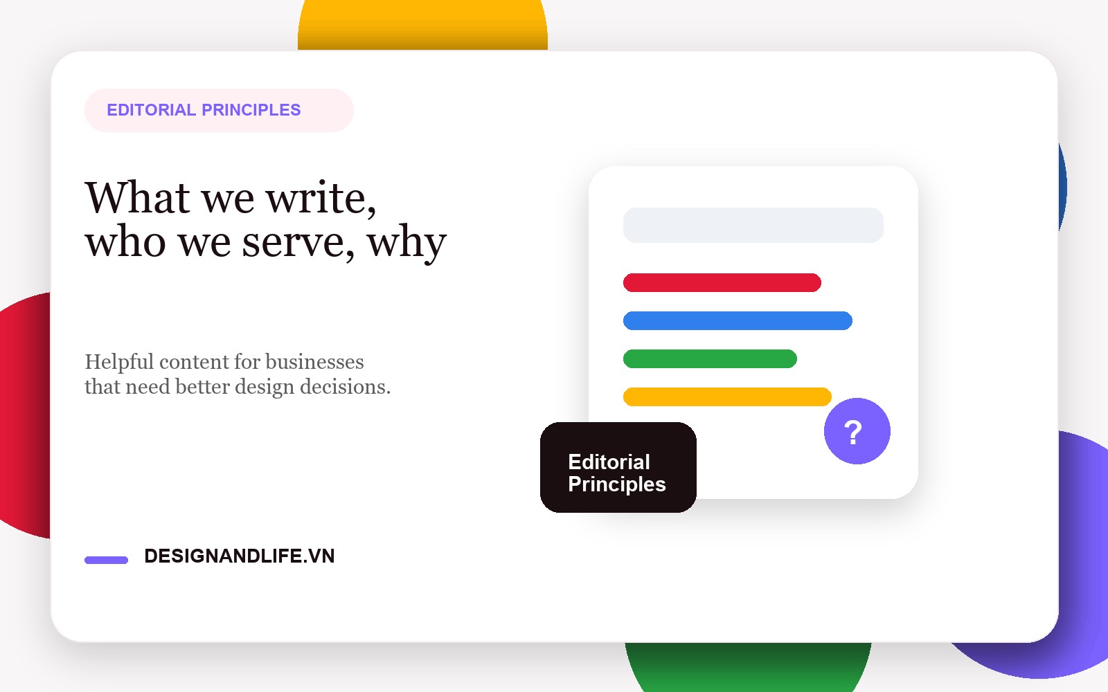 Minh họa nguyên tắc biên tập nội dung của Designandlife về viết gì cho ai và vì sao