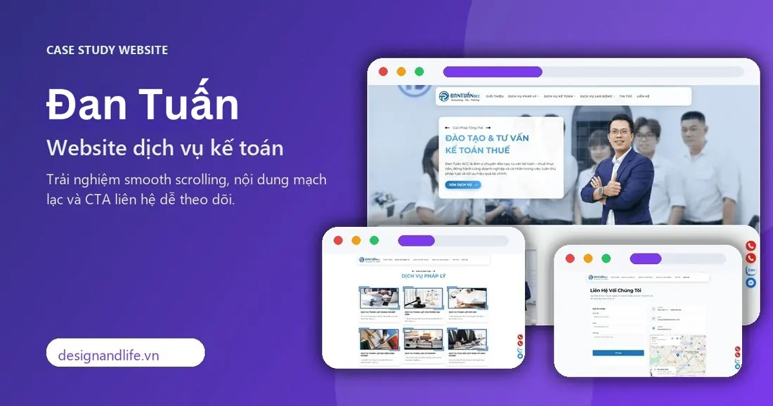 Case study website kế toán Dân Tuấn với trải nghiệm smooth scrolling